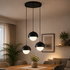 Pendant Lamp 3 Lights – Black & White