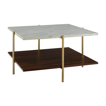 Modern Square Marble Top Coffee Table - Marble and Gold