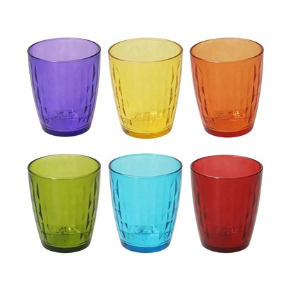 Set of 6 Multicolored Glasses 320ml