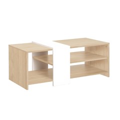 Coffee Table Natural Colour And White Wood Stripe