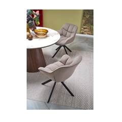 Arani Round Table – Beige Marble & Walnut