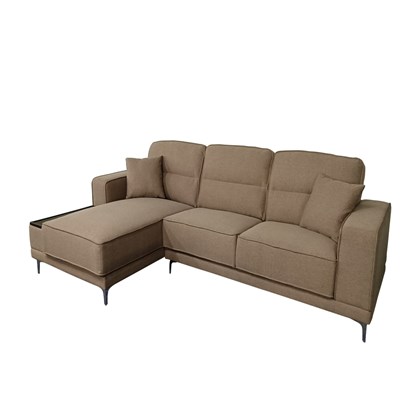 3-Seater Sofa Left Chaise Longue - Brown