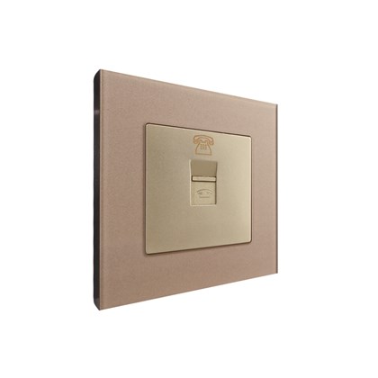 1 Gang Tel Outlet Gold Temp Glass