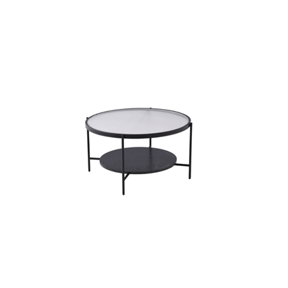 Coffee Table – Ribbed Glass & Wood Veneer