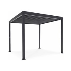 Aluminum Pergola 3x3 with Sling Curtain - Dark Grey