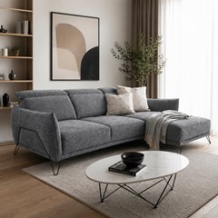 Sofa 2-Seater Large Lateral + Chaise Longue Right – Grey