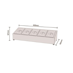 Topping station with  5 compartments stainless steel