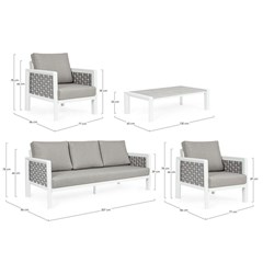 Outdoor Sofa Set of 4 Grey & White