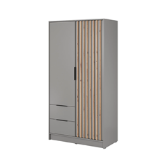 Wardrobe 2 Doors 2 Drawers – Oak & Grey