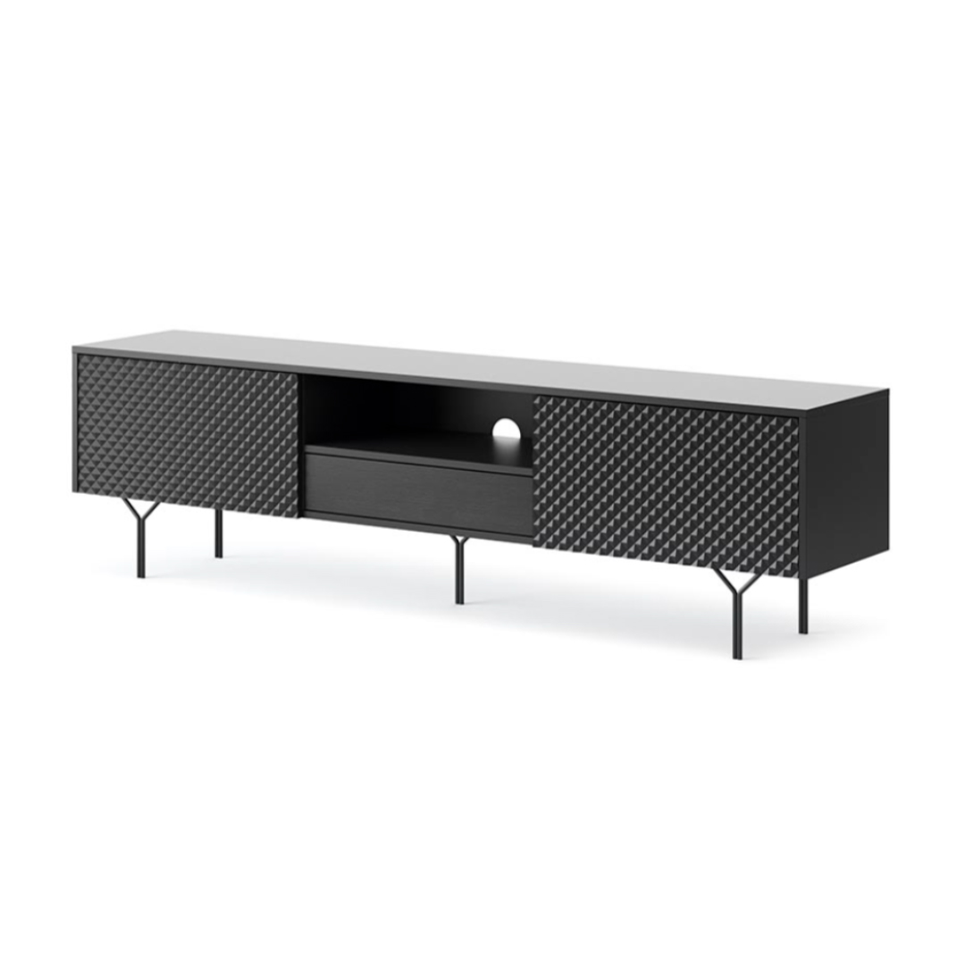 TV Cabinet 2 Doors & Drawer – Black