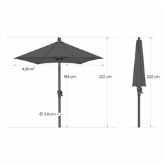 Parasol D250cm – Anthracite Grey Fabric and Frame