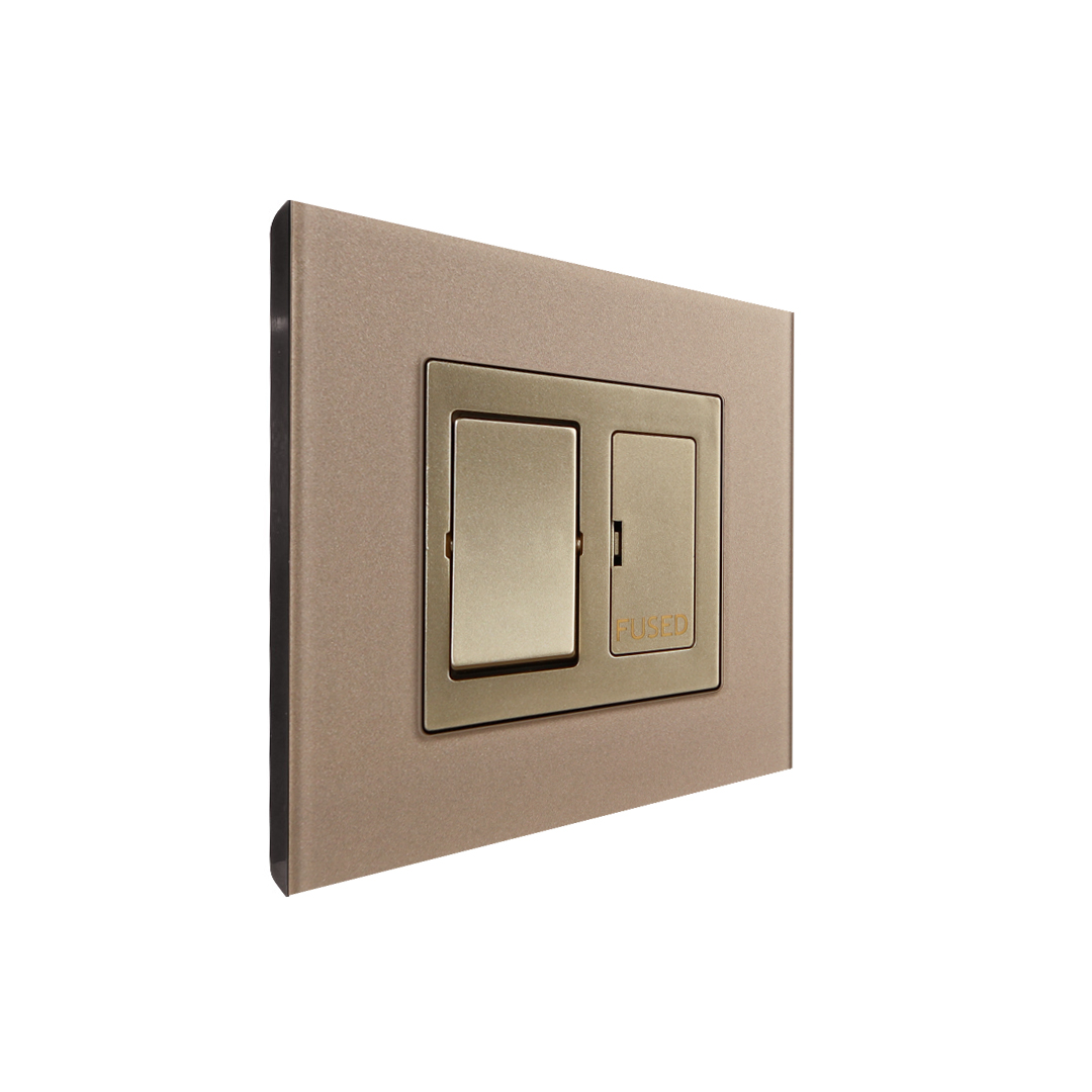 13A Switch Fused Spur Gold Temp Glass