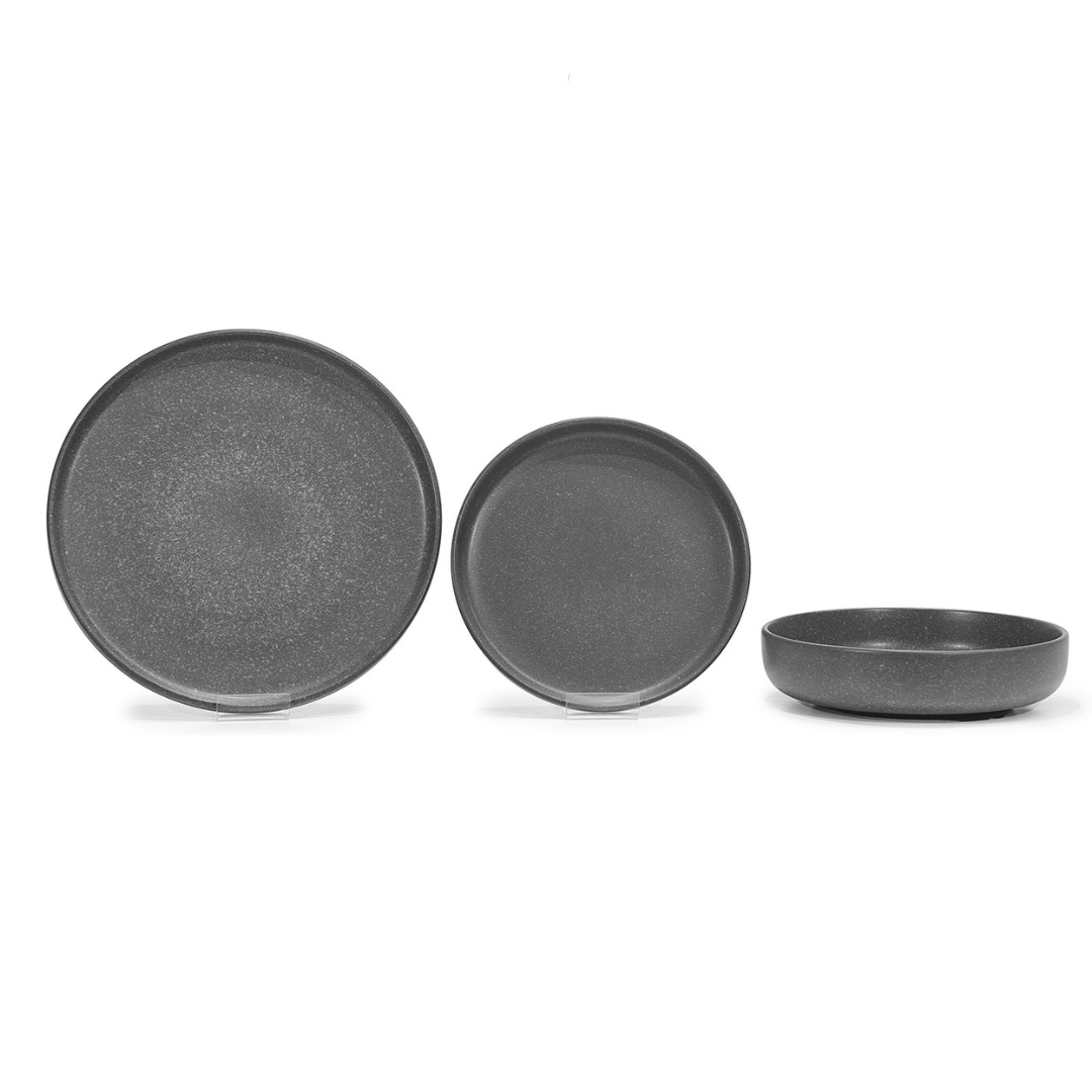 18-Piece Dinnerware Set Grey Stone Effect