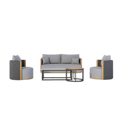 Garden Sofa Set Of 5 - Teak & Grey