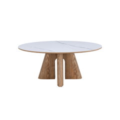 Dining Table – Matt White Marble & Natural Ash