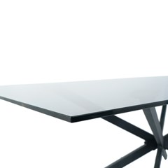 Dining Table 180x90x75cm - Black Glass