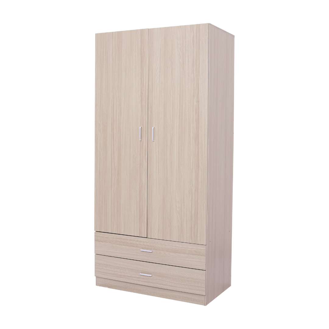 Wardrobe 2 Doors & 2 Drawers – Oak MDF Melamine
