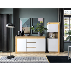 Glass-Door Cabinet 1 Door – Riviera Oak Light & White