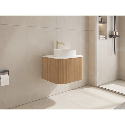 Bathroom Vanity Unit Acacia Walnut 60x36cm - Round Ceramic Basin