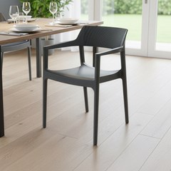 Modern Stackable Plastic Armchair – Dark Grey
