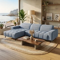 2-Seater Sofa with CHL Left - Steel Blue (BRI 023)