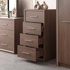 Wood Bedroom Set 160x200cm - Walnut & Bronze