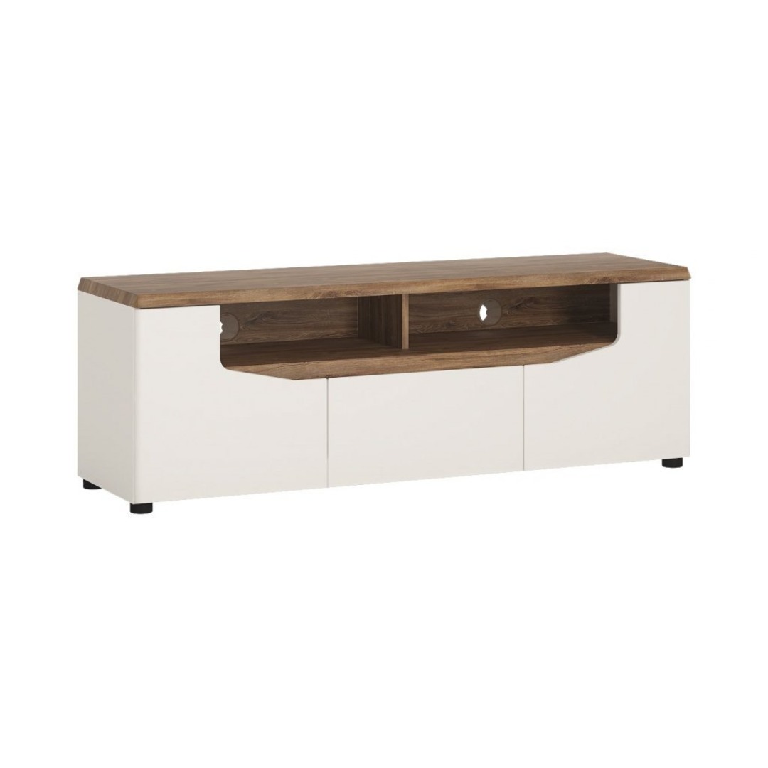 TV Unit 2D1S - White & Oak