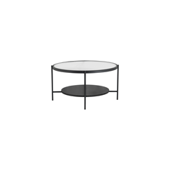 Coffee Table – Ribbed Glass & Wood Veneer
