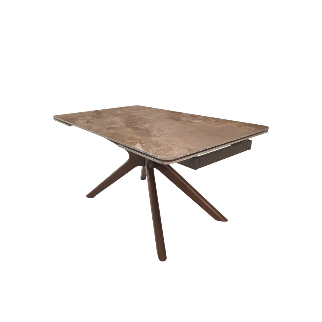 Extension Table 160(+40+40)x90x76 – Gloss Amber Jade/Brown/Dark Brown ...
