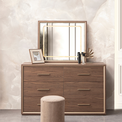 Wood Bedroom Set 160x200cm - Walnut & Bronze