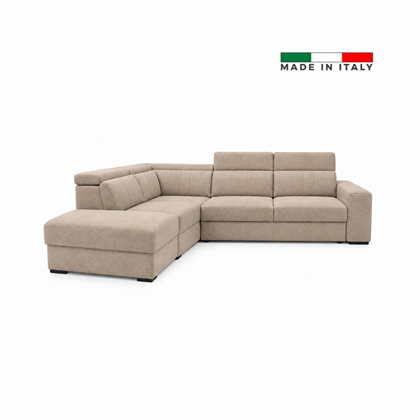 3 seater corner sofa bed with adjustable head rests (right)- Light Brown