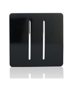 Trendi 2 Gang 2 Way Modern Glossy Screw less 10AMP Rocker Black