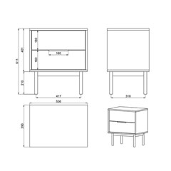 Viva Bedside Table Cashmere - 54 x 39 x 61cm