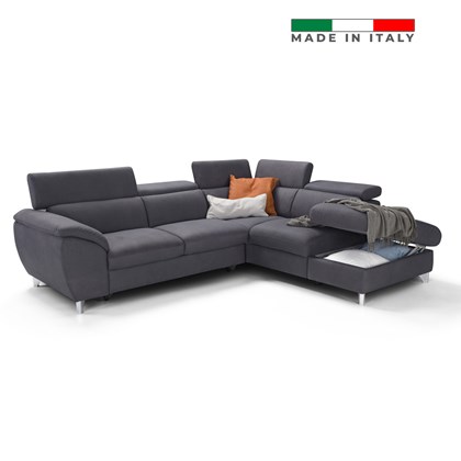 L-Shape Sofa Bed Adjustable Headrests and Container