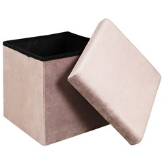 Pink Velvet Storage Box-Pouf