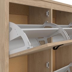 Madrid Shoe Cabinet 4 Flap Doors Oak
