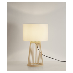 Table Lamp Natural Bamboo Base and Cotton Shade