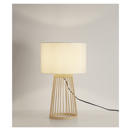 Table Lamp Natural Bamboo Base and Cotton Shade