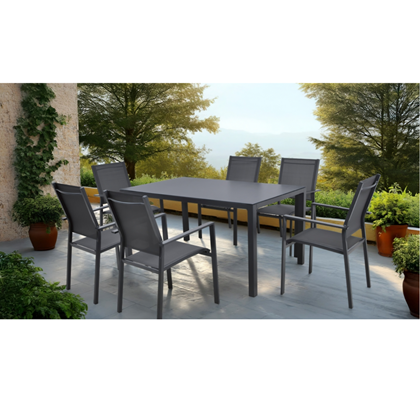 Steel Outdoor Dining Set - Table and 6 Chairs