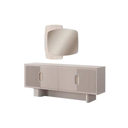 Console With Mirror – Sand Grey
