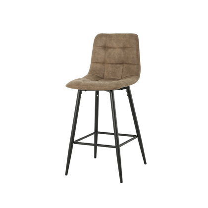 Brown Microfiber Dining Chair with Black Metal Legs