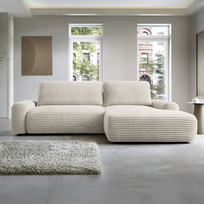 Corner Sofa Bed + Chaise Right 264cm – Light Beige