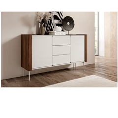 Sideboard with 2 Doors and Drawers – Walnut Warmia & Cashmere