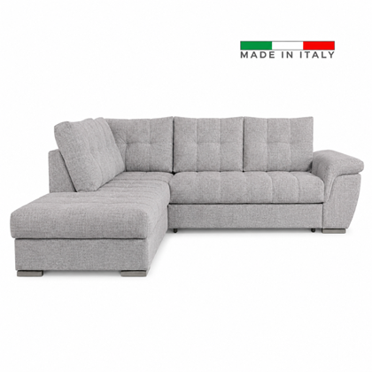 Corner Sofa 3-Seater with Pull-Out Bed & Left Storage – Light Grey