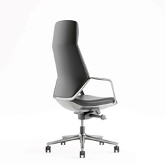 Office Chair Aluminium & Leather – Black