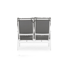 Set  White & Grey Recliner Sofa and 2 Ottoman