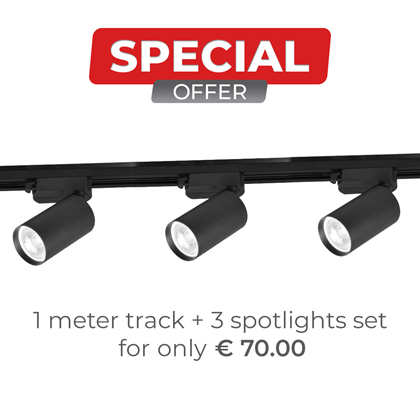 Complete Set of 1 Meter Track With 3 Spotlights Black