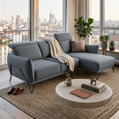 Sofa 2-Seater Large Lateral + Chaise Longue Right – Denim Blue
