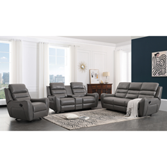 Set Manual Recliner Grey 3, 2, and 1-Seater