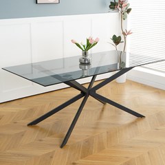 Dining Table 180x90x75cm - Black Glass